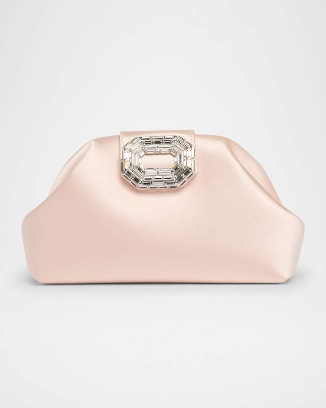 Camelia Buckle Satin Clutch Bag